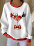 Christmas Wine Glass Loose Printing Casual Sweatshirt