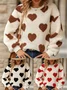 Heart/Cordate Puff Sleeve Loose Sports Sweatshirt
