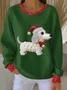 Crew Neck Christmas Dog Printing Casual Sweatshirt