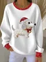 Crew Neck Christmas Dog Printing Casual Sweatshirt