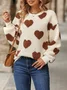 Heart/Cordate Puff Sleeve Loose Sports Sweatshirt