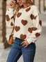 Heart/Cordate Puff Sleeve Loose Sports Sweatshirt