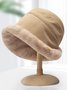 Thickened Fleece-lined Warm Fisherman's Hat For Autumn And Winter Lamb Fleece-lined Bucket Hat, Winter Fleece-lined Rolled Brim Hat