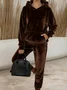 Casual Hoodie Loose Pleuche Two-Piece Set