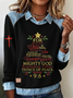 Casual Denim Letter Pattern Loose Sweatshirt