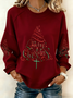 Women's Retro Christmas Tree Faith Print Casual Sweatshirt