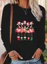Women's Long Sleeve T-shirt Spring/Fall Black Christmas Printing Jersey Crew Neck Daily Going Out Casual Top