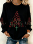 Women's Retro Christmas Tree Faith Print Casual Sweatshirt