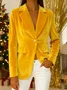 Elegant Plain Shawl Collar Velvet Blazer
