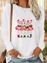 Women's Long Sleeve T-shirt Spring/Fall Black Christmas Printing Jersey Crew Neck Daily Going Out Casual Top