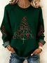 Women's Retro Christmas Tree Faith Print Casual Sweatshirt
