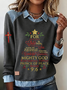 Casual Denim Letter Pattern Loose Sweatshirt