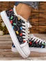 Women's Christmas-themed Light-up Printed Lace-up Casual Shoes