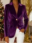 Elegant Plain Shawl Collar Velvet Blazer