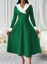 Women's Long Sleeve Spring/Fall Red Plain Split Joint V Neck Daily Going Out Casual Maxi A-Line Tank Dress