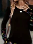 Women's Long Sleeve T-shirt Spring/Fall Black Christmas Printing Jersey Crew Neck Daily Going Out Casual Top