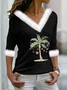 Women's Long Sleeve T-shirt Spring/Fall Color1 Geometric Printing V Neck Daily Going Out Casual Top