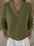 Casual Plain Split Joint Cotton Sweater
