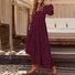 V Neck Elegant Loose Cotton Dress With No
