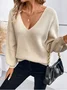 Loose Elegant Acrylic V Neck Sweater
