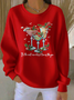 Crew Neck Christmas Wine Glass Casual Loose Sweatshirt