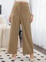 Women's  Elastic Waist H-Line Wide Leg Pants Daily Going Out Pants Apricot Casual Split Joint Plain Spring/Fall Pants