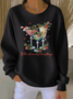 Crew Neck Christmas Wine Glass Casual Loose Sweatshirt