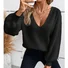 Loose Elegant Acrylic V Neck Sweater