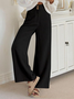 Women's  Elastic Waist H-Line Wide Leg Pants Daily Going Out Pants Apricot Casual Split Joint Plain Spring/Fall Pants