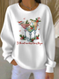 Crew Neck Christmas Wine Glass Casual Loose Sweatshirt