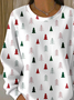 Printing Loose Casual Christmas Tree Sweatshirt