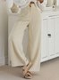 Women's  Elastic Waist H-Line Wide Leg Pants Daily Going Out Pants Apricot Casual Split Joint Plain Spring/Fall Pants