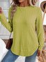 Plain Crew Neck Jersey Casual Knit Top