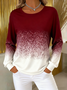 Casual Crew Neck Loose Gradient Pattern Sweatshirt