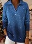 Vintage Soft Triangle Neck Sequined Shiny Sweater Top