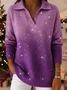 Vintage Soft Triangle Neck Sequined Shiny Sweater Top