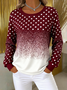 Casual Crew Neck Loose Gradient Pattern Sweatshirt