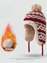Winter Knitted Thickened Fleece-lined Neck Protector Warm Jacquard Pattern Versatile Casual Ear-covering Hat