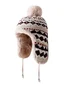 Winter Knitted Thickened Fleece-lined Neck Protector Warm Jacquard Pattern Versatile Casual Ear-covering Hat