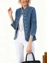 Regular Fit Elegant Denim Mock Neck Jacket
