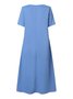 Plain Casual Cotton And Linen Dress With No
