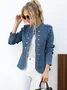 Regular Fit Elegant Denim Mock Neck Jacket