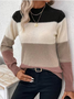 Wool-Blend Striped Elegant Crew Neck Sweater