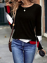 Women's Long Sleeve T-shirt Spring/Fall Black Christmas Jersey Crew Neck Daily Going Out Casual Top