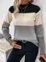 Wool-Blend Striped Elegant Crew Neck Sweater