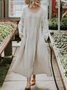 Casual Plain Regular Sleeve Crew Neck Midi Dress