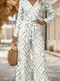 Geometric Elegant V Neck Jumpsuit