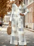 V Neck Loose Elegant Plaid Jumpsuit