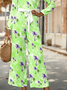V Neck Elegant Coconut Tree Loose Jumpsuit