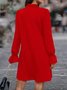 Women's Long Sleeve Spring/Fall Red Plain Split Joint Lotus Leaf Collar Commuting Going Out Casual Mini A-Line Fit & Flare Dress Dress